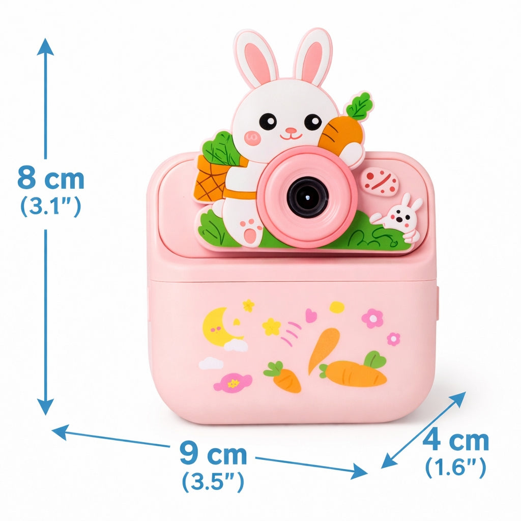 Cámara Infantil Instantánea Abuyita con Impresión Térmica, Juegos y Pantalla LCD 2.4'', Modelo Conejo Rosa