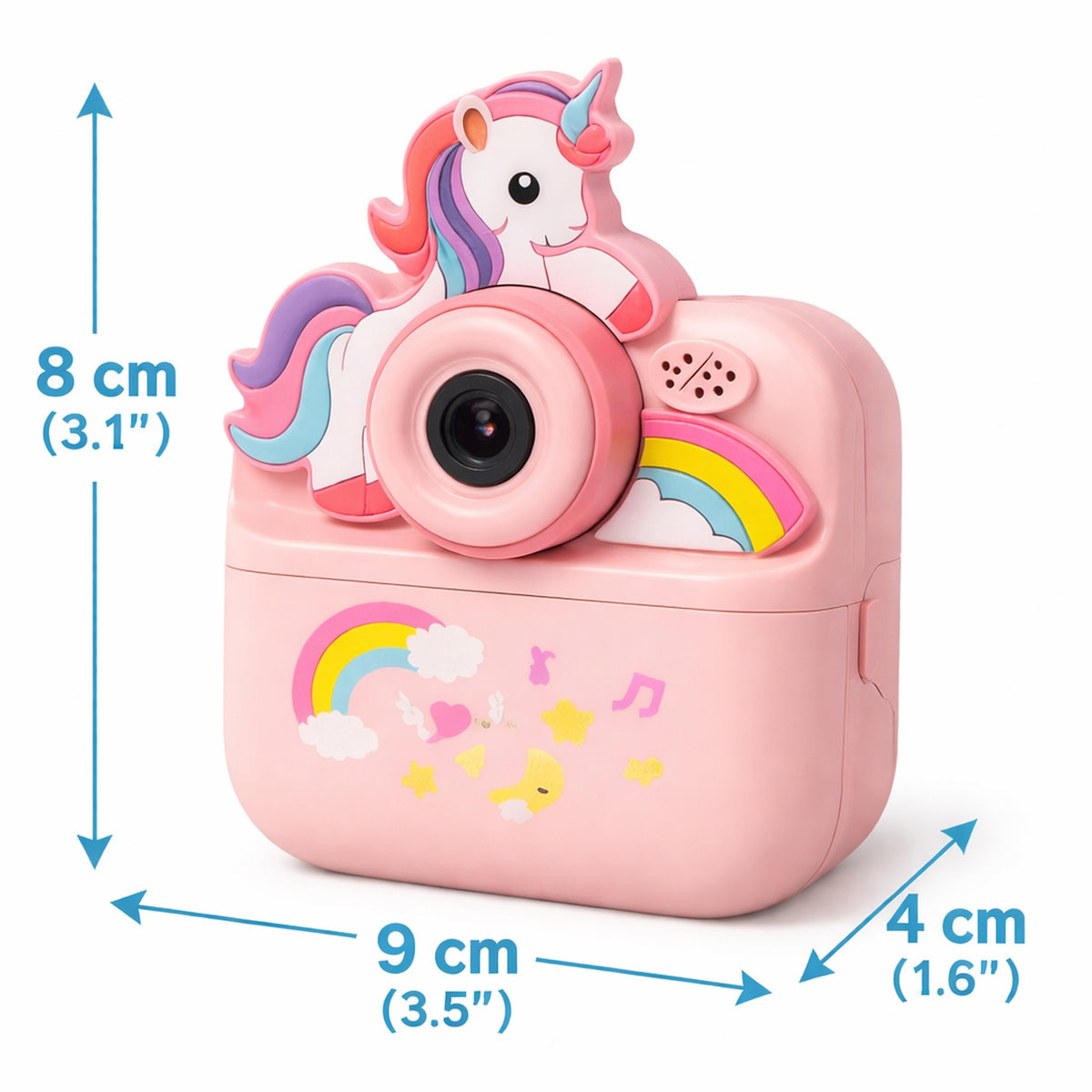 Cámara Infantil Instantánea Abuyita con Impresión Térmica, Juegos y Pantalla LCD 2.4''- Modelo Unicornio Rosado