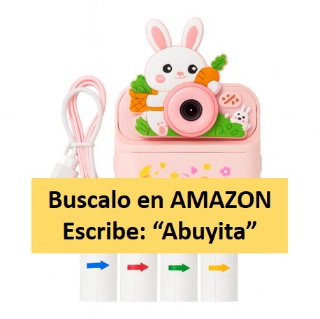 Cámara Infantil Instantánea Abuyita con Impresión Térmica, Juegos y Pantalla LCD 2.4'', Modelo Conejo Rosa