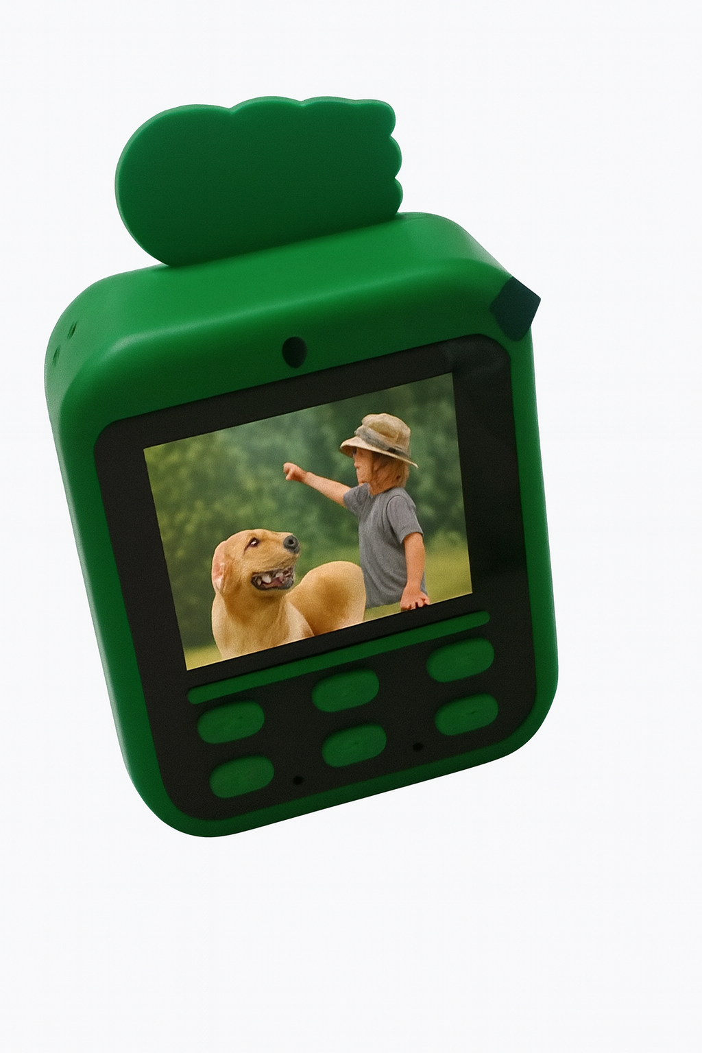 Cámara Infantil Instantánea Abuyita con Impresión Térmica, Juegos y Pantalla LCD 2.4'', Modelo Dinosaurio Verde
