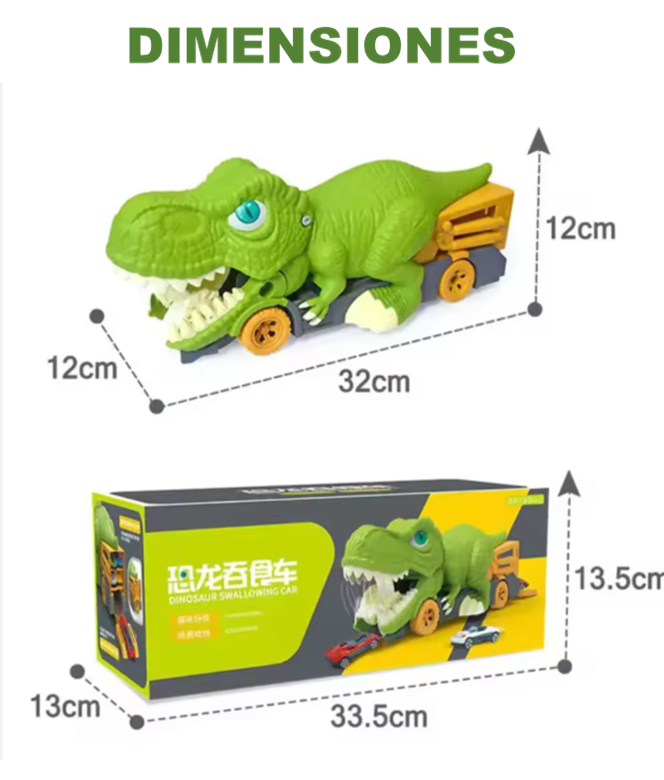 Dinosaurio Come-Carritos con 6 Coches Deportivos + Alfombrilla de Juego – ¡Diversión Imparable!