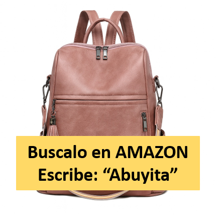 Mochila de Mujer Abuyita – Retro, Casual y Multifuncional en Cuero PU Color Rosaseo, con Gran Capacidad y Bandolera Incluida