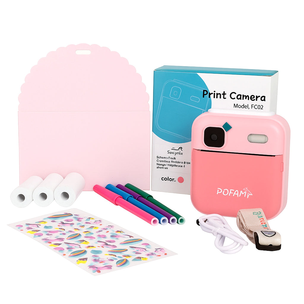 Cámara Fotos Infantil Instantánea con Impresión color rosa