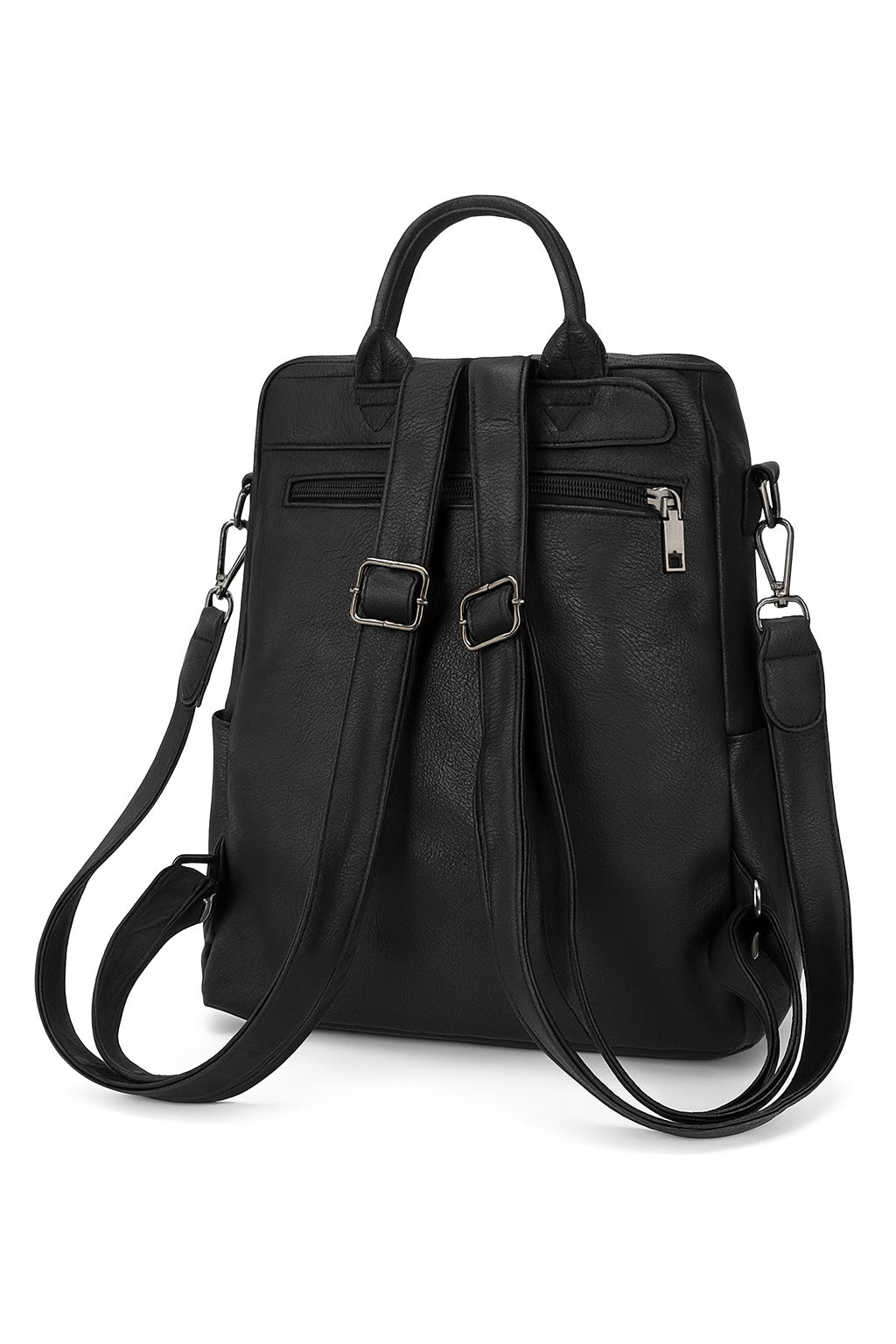 Mochila de Mujer Abuyita – Retro, Casual y Multifuncional en Cuero PU color Negro, con Gran Capacidad y Bandolera Incluida