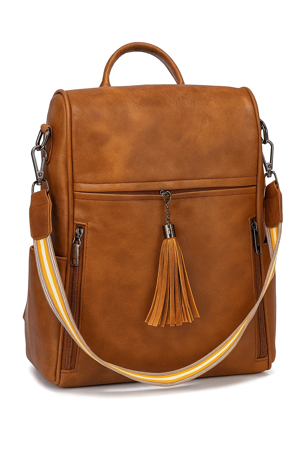 Mochila de Mujer Abuyita – Retro, Casual y Multifuncional en Cuero PU color Marrón, con Gran Capacidad y Bandolera Incluida