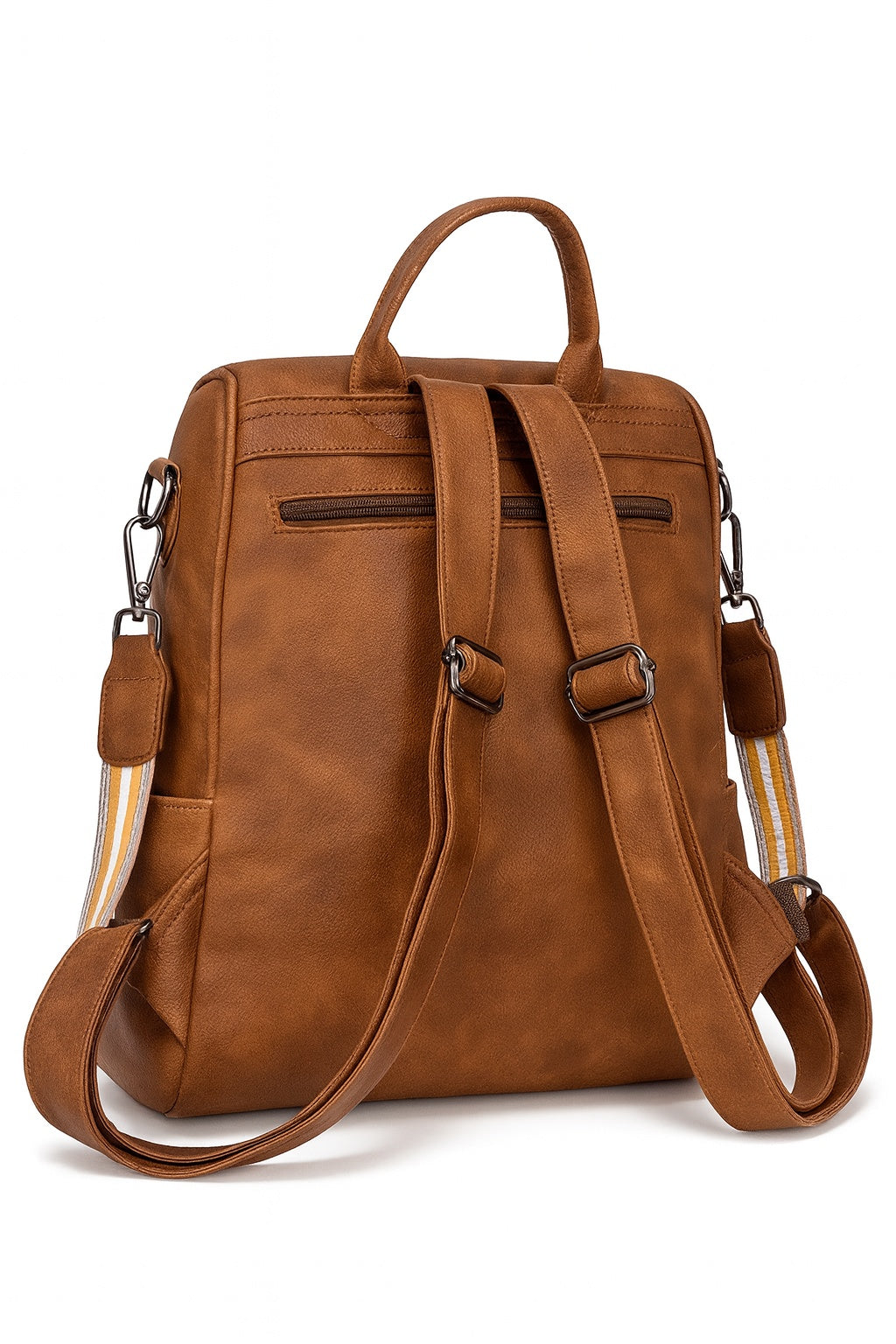 Mochila de Mujer Abuyita – Retro, Casual y Multifuncional en Cuero PU color Marrón, con Gran Capacidad y Bandolera Incluida