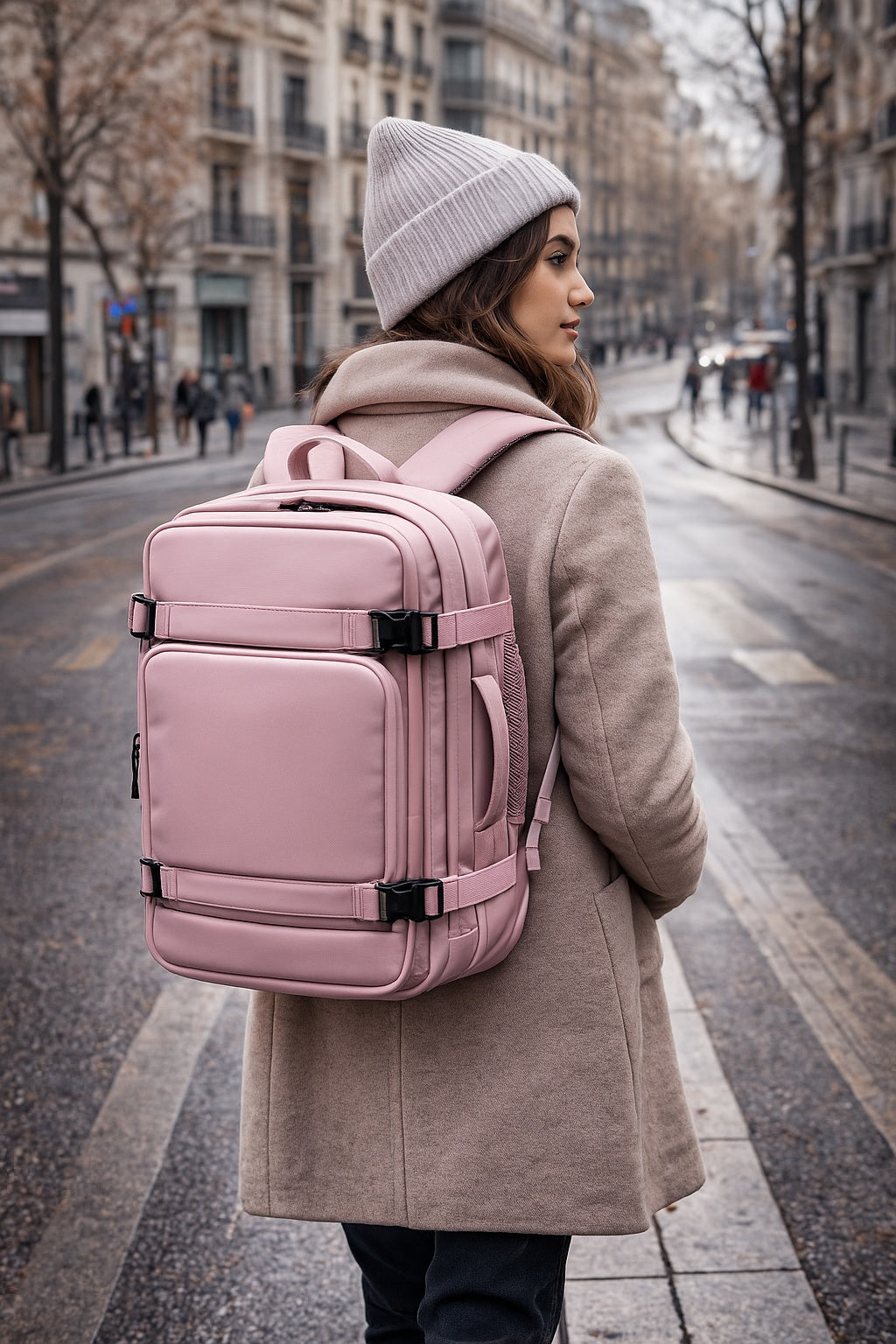 Mochila Viaje Cabina Avion 40x20x25 Apta para Ryanair - Travel Backpack Rosado Impermeable Hombre Mujer Viaje, Trabajo y Estudio